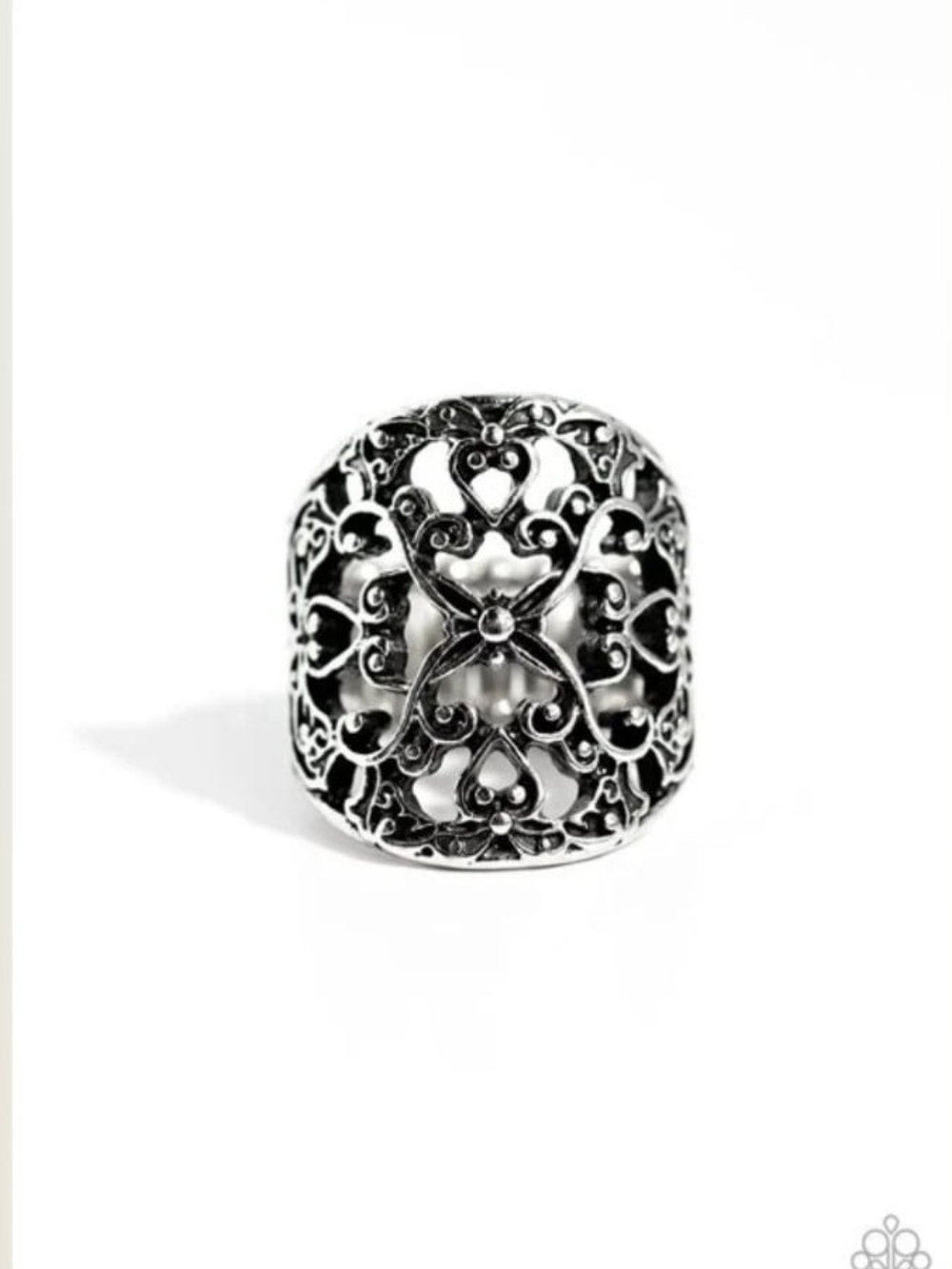 Transfixed Treasure Paparazzi Silver-Tone Filigree Statement Ring